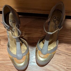 Anthropologie Golden Silver Mary Jane's